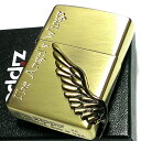 エンジェルウィング ZIPPO エンジェルウィング ジッポ ライター 大型3面メタル アンティークゴールド 天使の羽 ブラス古美 エンジェルウイング 渋い 金 かっこいい メンズ プレゼント ギフト 動画あり