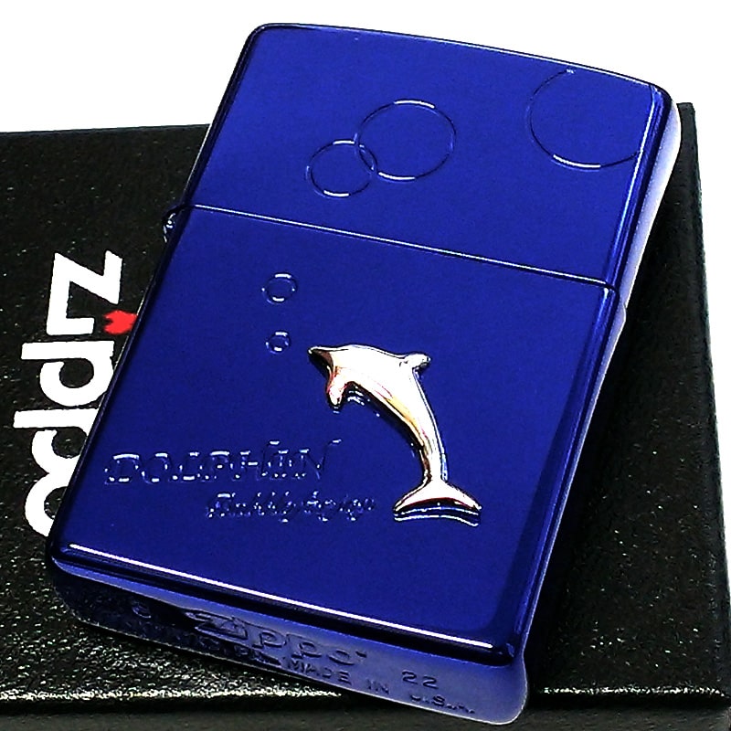 楽天Zippoタバコケース 喫煙具のハヤミZIPPO ライター ドルフィンメタル ジッポ イオンブルー バブルリング イルカ 可愛い 泡 海豚 青 かわいい メンズ ギフト おしゃれ プレゼント ペアアイテム レディース