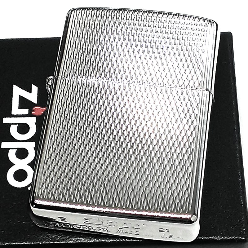 ZIPPO ライター あみめ ダイヤカット彫刻 ジッポ 網目 シルバー ホワイトニッケル かっこい 銀 おしゃれ メンズ ギフト プレゼント