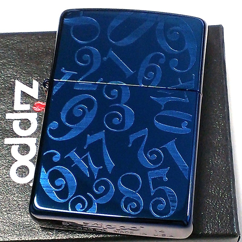 チタン・Zippo ZIPPO ライター おしゃれ ダイヤル ジッポ かっこいい 数字 ブルー チタン加工 青 彫刻 ナンバー シンプル メンズ プレゼント ギフト