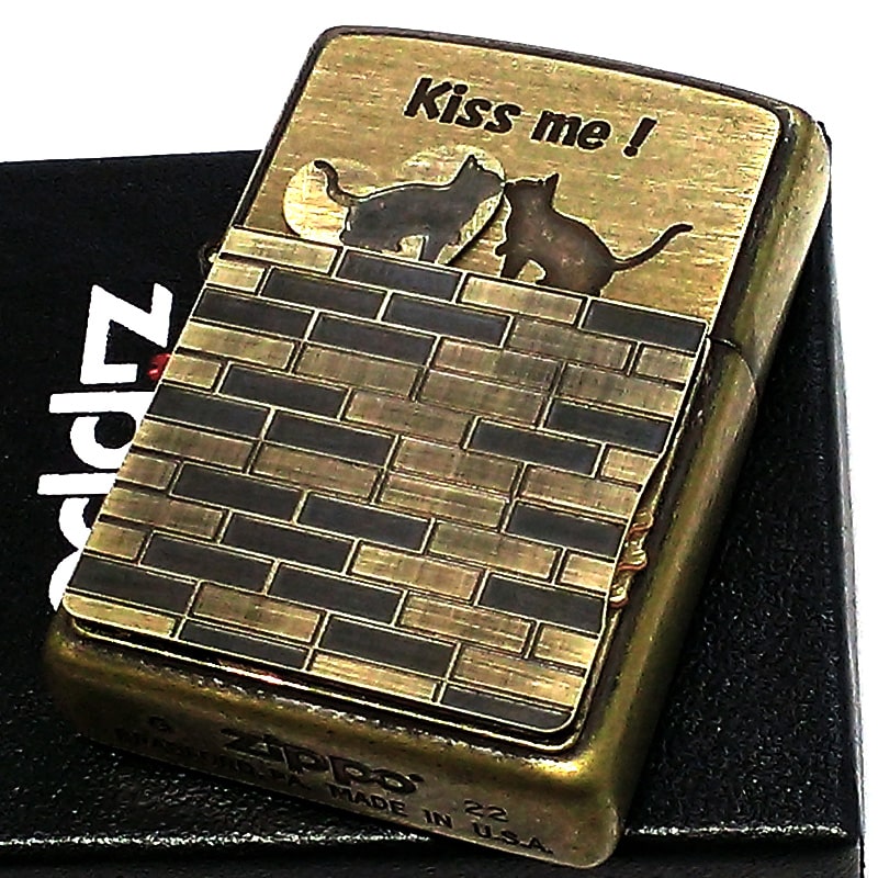 【半額!スーパーSALE対象】ZIPPO かわいい ネコ トリックキャット ねこ ジッポ ライター ブラス古美バレル アンティークゴールド 可動式 猫 おしゃれ...