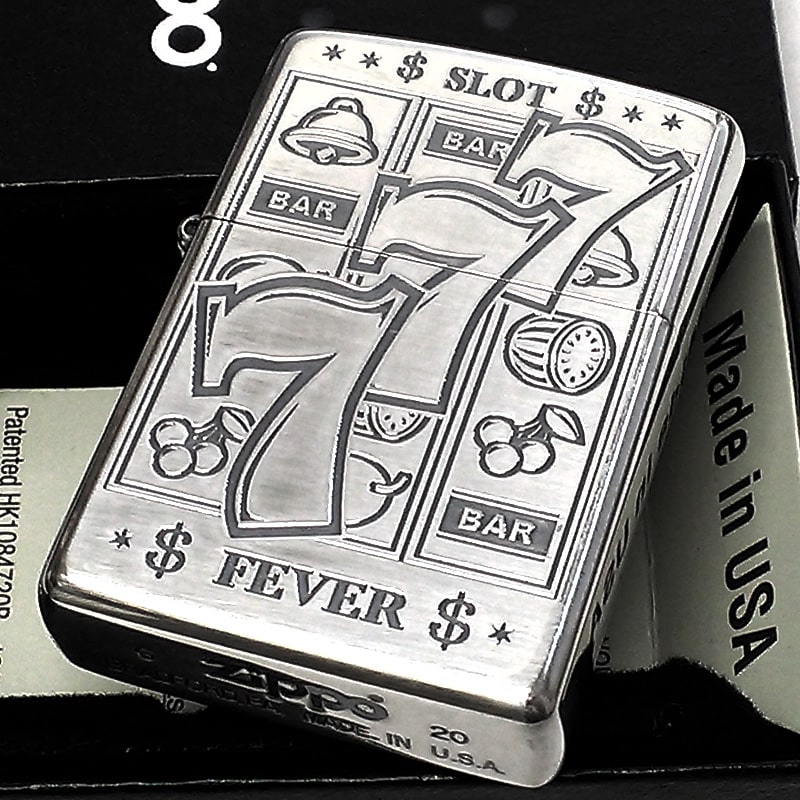 ZIPPO ライター ジャックポットGAME スロット ジッポ シルバー燻し 両面柄違い パチスロ 銀鏡面 スリーセブン かっこいい メンズ ギフト レディース 動画あり プレゼント