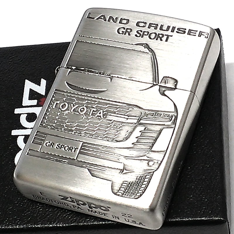 ZIPPO ライター TOYOTA ランドクルーザー GR SPORT ジッポ トヨタ全面監修 ランクル LAND CRUISER 車 シルバー 両面加工 かっこいい 彫刻 おしゃれ メンズ ギフト プレゼント