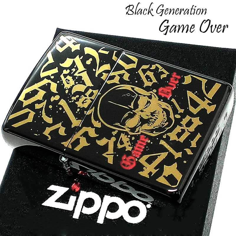 【61%OFF スーパーSALE対象】ZIPPO ブラックジェネレーション ゲームオーバー ジッポライター GameOver かっこいい 黒金 鏡面仕上げ 赤 23k金メッキ エッチング彫刻 ハード メンズ プレゼント …