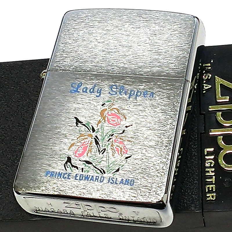 ZIPPO カナダ製 珍しい ジッポ ライター レア 花 1989年製 かわいい オンタリオ製 アツモリソウ おしゃれ ビンテージ 廃盤 ヴィンテージ シルバー 未使用品 絶版 レディース プレゼント ギフト