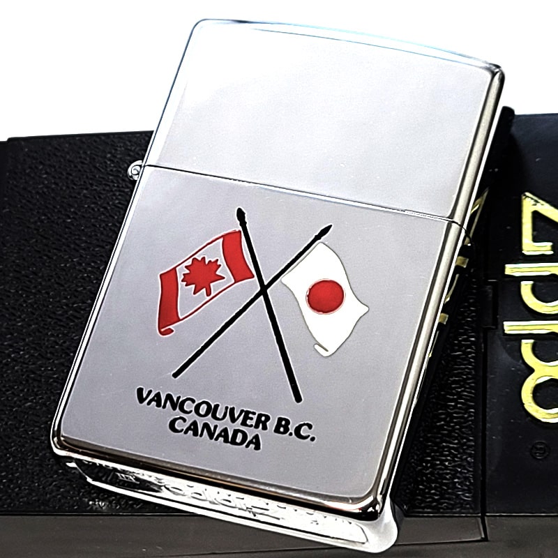ZIPPO カナダ製 絶版 1991年製 一点物 ジッポ ライター 国旗 日本 レア 廃盤 オンタリオ製 ビンテージ おしゃれ シルバー 鏡面 かっこいい 珍しい ヴィンテージ 未使用品 メンズ ギフト プレゼント
