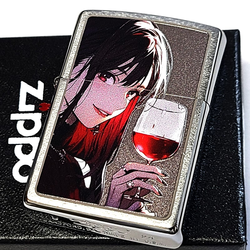 ZIPPO ライター お酒 Drinking Girl 可愛い 女性 ワイン ジッポ シルバーサテン おしゃれ セクシー ドリンキング ガール レディース 銀 ...