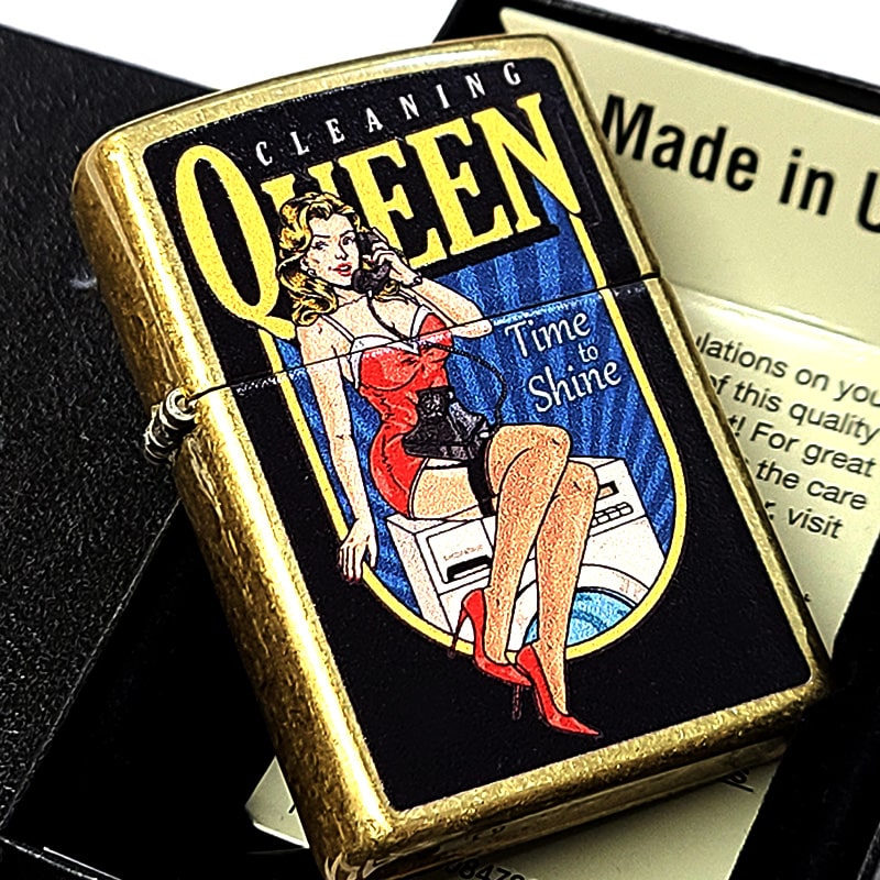 ZIPPO クイーン セクシー 女性 レトロ ジッポ ライター アメリカン 洗濯機 ストリートブラス アンティ..