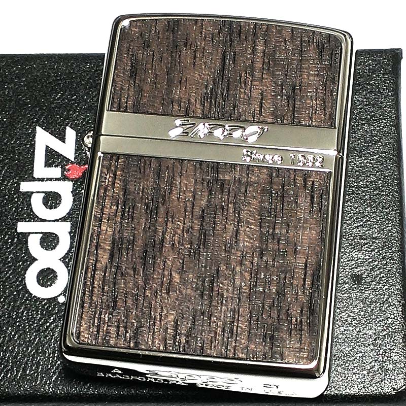 ZIPPO ライター ローズウッド ライト 彫刻 ストライプ ジッポ ウッド貼り 両面加工 シルバー 銀 かっこいい おしゃれ レディース メンズ ギフト プレ...