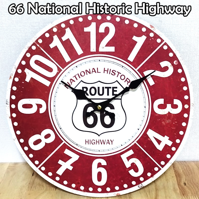 掛時計 ビンテージ 66 National Historic Highway antique レトロ 壁掛け ルート 66 アメリカン 雑貨 アンティーク おしゃれ かわいい バー カフェ お店 店舗 可愛い インテリア 部屋