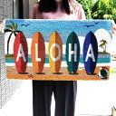 玄関マット おしゃれ 敷物 コイヤー 大きい サーフボード バルコニー ALOHA SURF 泥落とし ナチュラル アメリカン雑貨 ポップ ドアマット テラス ...