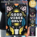 ブリキ看板 おしゃれ 可愛い 壁飾り インテリア FEEL THE LOVE アメリカン 雑貨 アンティーク プレート GOOD VIBES ONLY ENJOY EVERY MOMENT ディスプレイ 壁掛け カフェ バー 店舗