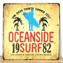 ブリキ看板 レトロ エンボスプレート おしゃれ サーフボード 壁飾り アンティーク アメリカン 雑貨 OCEAN SIDE SURF サーフィン ディスプレイ ...