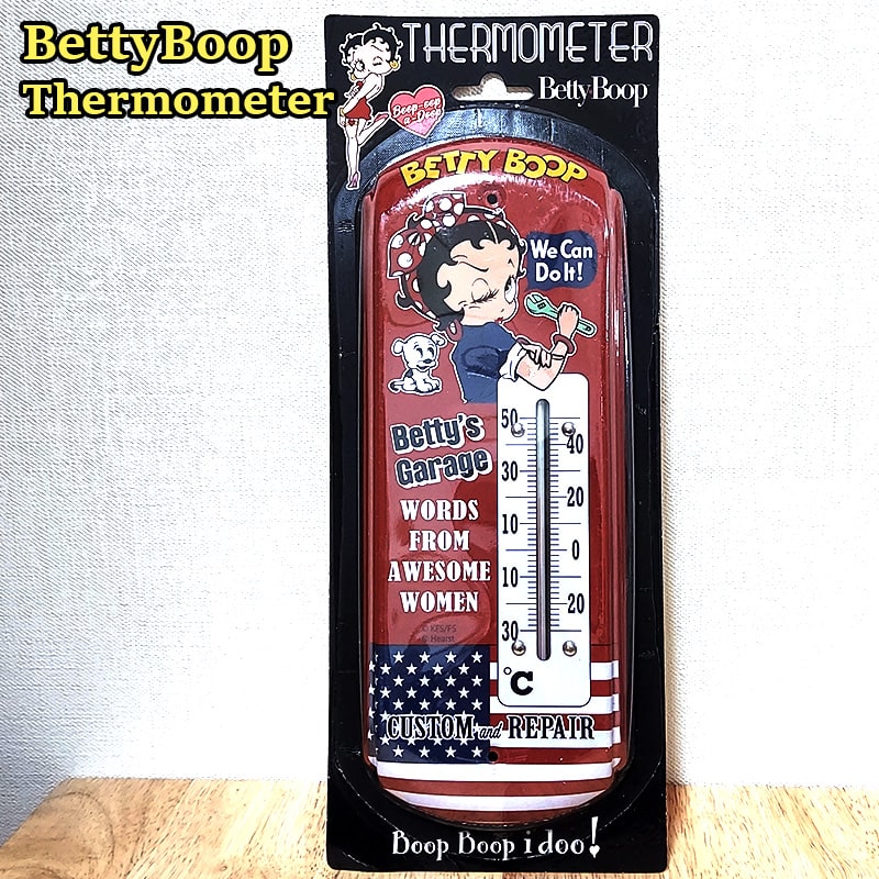 【スーパーSALE対象】温度計 ベティ・ブープ ブリキ看板 サーモメーター Betty Boop アメリカン 雑貨 ..