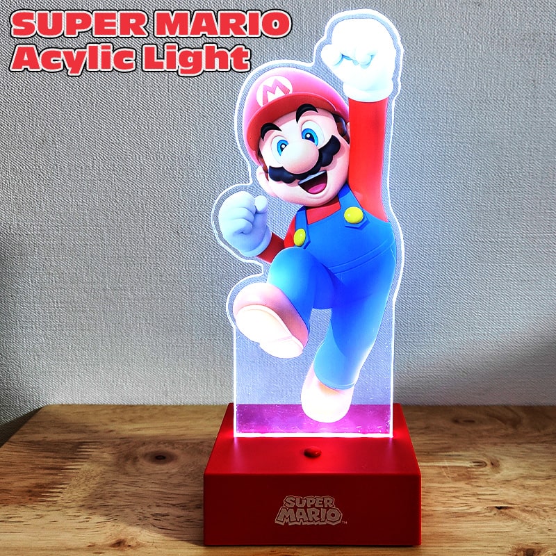 【スーパーSALE対象】マリオ アクリルライト スーパーマリオ 光る 置物 雑貨 プレゼント ギフト ゲーム かっこいい キャラクター おもちゃ インテリア 部屋 バー カフェ