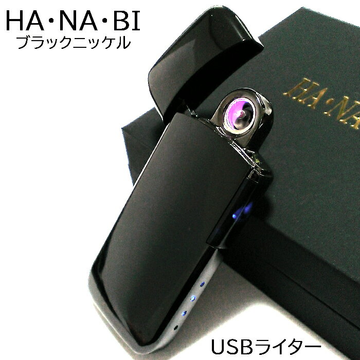 USBライター アークライター ブラックニッケル HANABI 充電式 オイル ガス 不要 花火 エコ 黒 ハイテク おしゃれ かっこいい メンズ ギフト プレゼント 動画あり