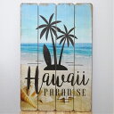 木製看板 おしゃれ ハワイ ヤシの木 Hawaii Paradise ウッドボード サーファー サーフィン 海 ビーチ ガレージ リビング 壁掛け 可愛い カフェ かわいい 店舗 飾り レトロ看板
