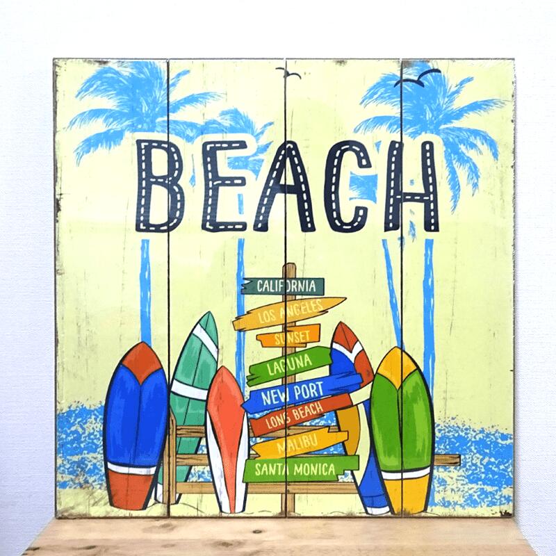 木製看板 かわいい SURF BEACH アメリカン ウッドボード サーフィン ガレージ リビング 壁掛け ビーチ 海 おしゃれ サーファー カフェ 店舗 飾り レトロ看板