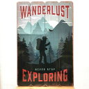 看板 木製 おしゃれ アンティーク ウッドボード WANDERLUST EXPLORING ガレージ キャンプ リビング 壁掛け 可愛い カフェ かわいい 店舗 飾り レトロ