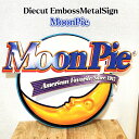 【訳あり】ブリキ看板 おしゃれ Moonpie ムーンパイ ダイカットエンボスメタルサイン ガレージ アンティーク プレート 可愛い 壁飾り 正規ライセンス品 ...