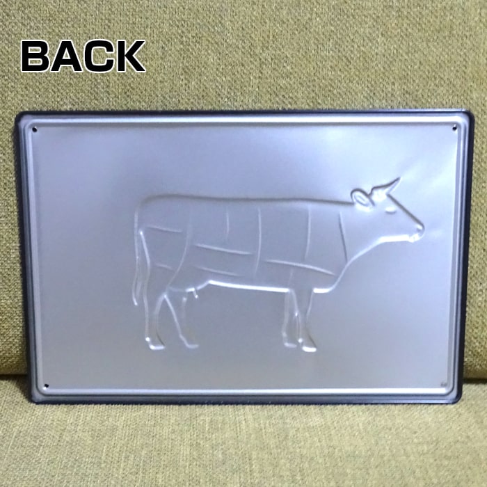 ブリキ看板 ビンテージ ウシ BEEF PART アンティーク ガレージ プレート 壁飾り アメリカン 牛 可愛い 雑貨 インテリア おしゃれ かわいい サーファー カフェ 店舗 [2]