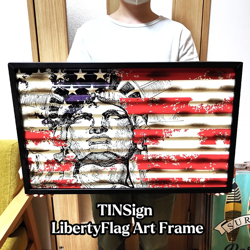 uLŔ TinSign LibertyFlag Art Frame Ȑ_ ^ eBTC AJ G  g^ v[g Ǐ 傫 CeA ڗ  JtF o[ X