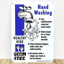 サインプレート 可愛い HAND WASH SIGN BLUE 看板 手洗い アルミ製 プレート ブルー コロナ 感染 予防 壁飾り アメリカン おしゃれ 雑貨 インテリア ディスプレイ かわいい カフェ 店舗