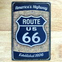 ブリキ看板 ビンテージ ROUTE US 66 BL ルート66 アメリカン マップ ガレージ プレート 壁飾り 雑貨 インテリア 可愛い かわいい かっこいい サーファー カフェ 店舗