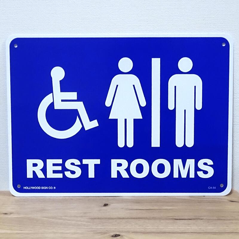 看板 トイレ サインボード 標識 壁飾り レストルーム プレート お店 ブルー アメリカン 店舗 雑貨 イン..