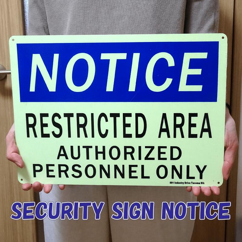 サインボード 看板 US SECURITY SIGN NOTICE アルミ 立入禁止区域 警告 防犯 セキュリティ ガレージ 壁飾り オフィス アメリカン ウォールデコ 雑貨 蓄光 おしゃれ インテリア ディスプレイ かわいい カフェ 店舗