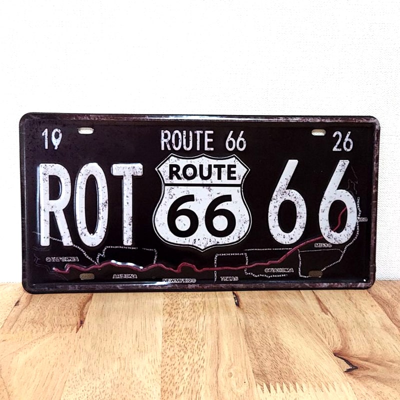 ブリキ看板 ルート66 アンティーク ROUTE 66 Sign Map ビンテージ ROUTE66 ガレージ プレート 壁飾り かわいい アメリカン 雑貨 レトロ インテリア おしゃれ 可愛い サーファー カフェ 店舗(3)
