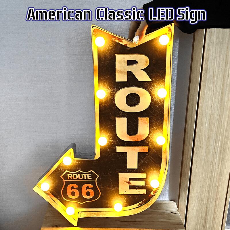 AJ NVbN LED Sign [g66 dŔ K[W ROUTE66 K[WObY AJ CeA AeB[N G  X  킢 o[ JtF X