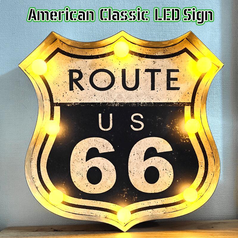 AJ NVbN LED Sign K[W ROUTE66 K[WObY [g66 dŔ CeA AeB[N AJ G  킢 o[ JtF X X 