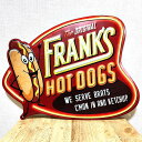 ブリキ看板 ホットドック FRANK 039 S HOT DOGS アンティーク かわいい 赤 アメリカン ビンテージ 壁掛け プレート 壁飾り 雑貨 インテリア レッド 可愛い サーファー カフェ レストラン バー 店舗