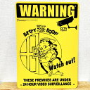 サインボード 看板 Betty Plastic Sign Board BT DOGS 24時間監視中 Betty Boop プレート ガレージ ベティ・ブープ イエロー アメリカン 雑貨 かわいい 壁飾り おしゃれ インテリア ディスプレイ カフェ 店舗