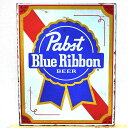 ブリキ看板 パブストブルーリボン メタルサイン Pabst Blue Ribbon ビール ロゴ 壁飾り アメリカン 雑貨 おしゃれ アンティーク ロゴ かっこいい インテリア バー カフェ 店舗