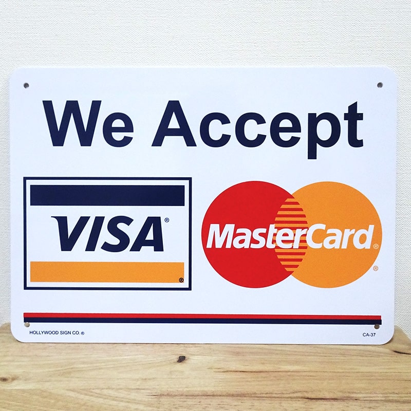 看板 店舗用 サインボード プレート VISA Mastercard おしゃれ クレジットカード ビザ マスターカード お店 壁飾り アメリカン 雑貨 インテリア ディスプレイ バー カフェ