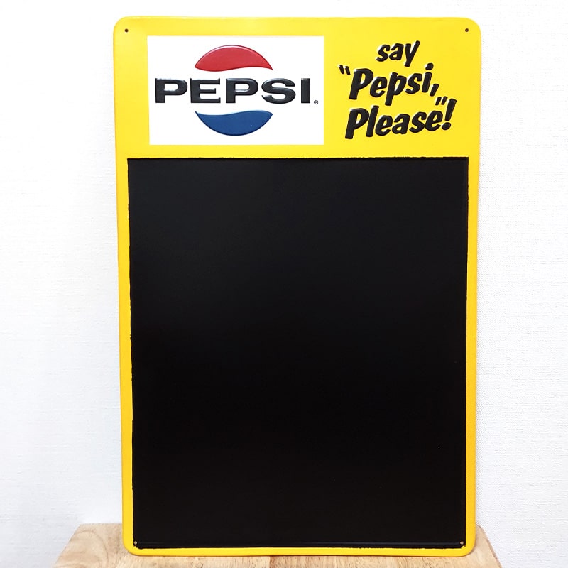 【スーパーSALE対象】ペプシ チョークサイン ブリキ看板 エンボスメタルサイン PEPCI COLA おしゃれ アンティーク ガレージ イエロー プレート 壁飾り 黄色 アメリカン かわいい 雑貨 インテリ…