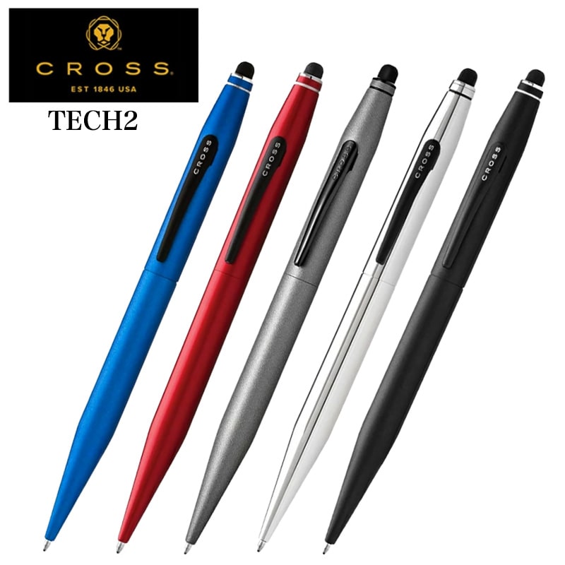 ボールペン CROSS クロス TECH2 おしゃれ タッチペン付き 複合ペン レッド ブルー シルバー ブラック グレー ブランド 文房具 女性 メンズ かっ...