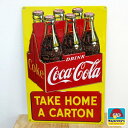 コカコーラ ブリキ看板 レトロ おしゃれ イエロー アンティーク エンボスメタルサイン COCA COLA ロゴ クラシック ガレージ プレート 壁飾り 正規ラ...