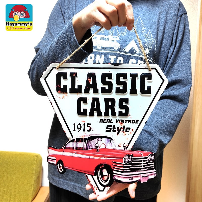 【20％OFF！スーパーSALE対象】ブリキ看板 レトロ 吊り下げ Classic Cars 車 かっこいい 壁飾り アメリ..