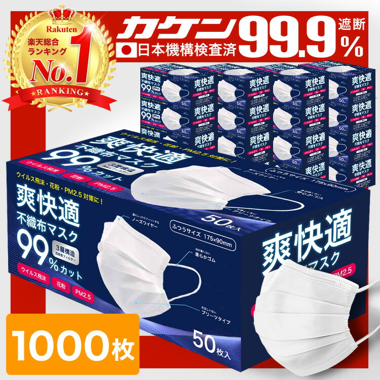 ＼5/20まで限定価格！／【VFE/PFE/BFE99 耳が痛くならない 不織布マスク 】 マスク 不織布 1000枚 50枚×20箱 不織布マスク カラー 立体 オメガプリーツ 日本 企画 大人 やわらか 秋 包装 爽快適送料無料 子供 -ss