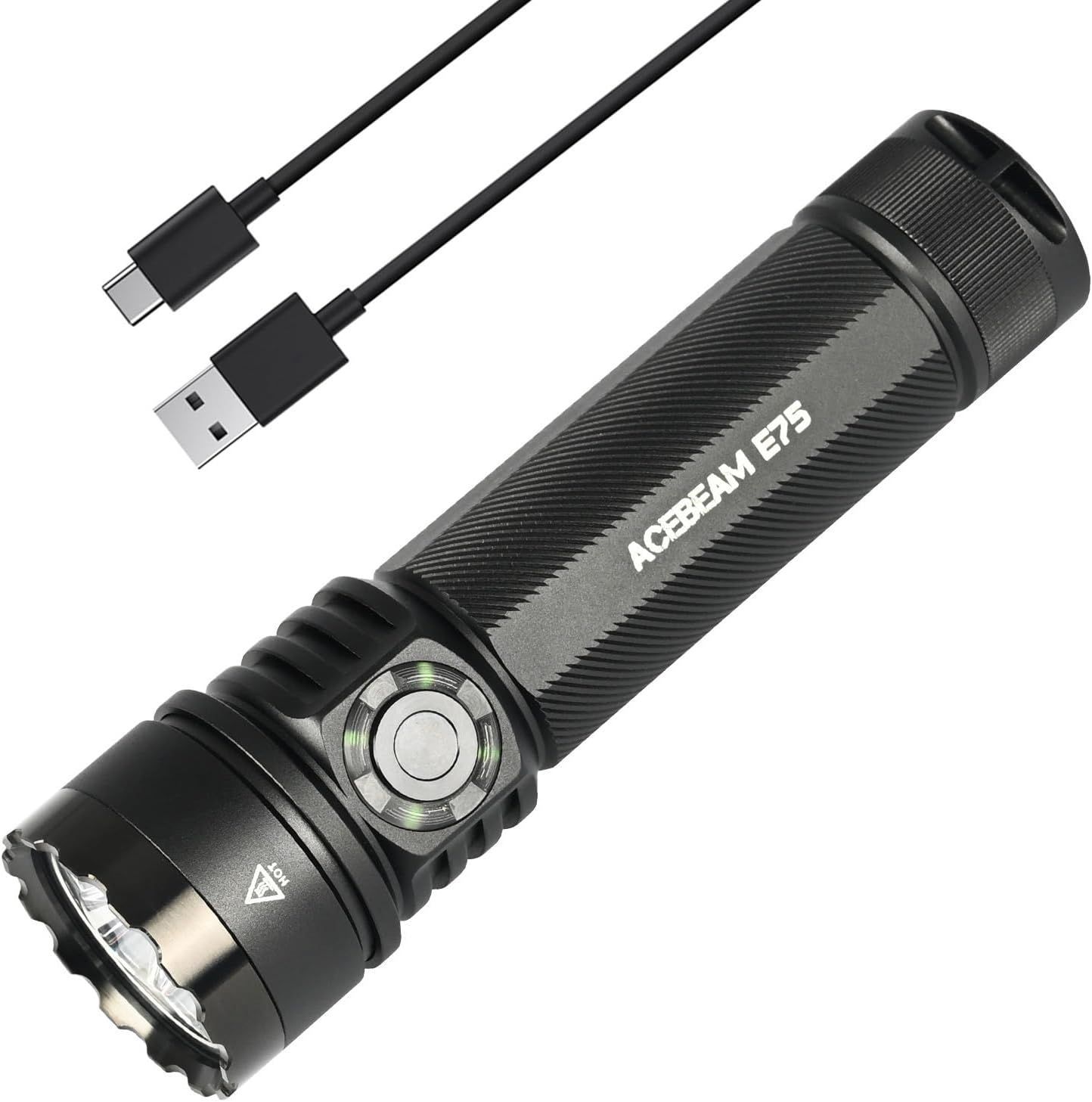 楽天ライト専門 HAYASAKI STOREACEBEAM E75 LEDフラッシュライト 懐中電灯 バッテリー付属 USB-C充電式 IP68防水 小型 ハンディライト