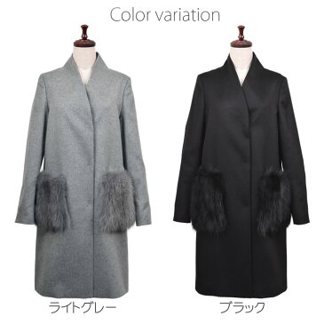 【交換発送キャンペーン】カシミヤ 100% Vコートネック2WAY フォックス ポケット 付 (CA2868)レディース カシミヤコート ウールコート カシミア 軽い 冠婚葬祭 シングルコート 女性用 ミセス ファッション 40代 50代