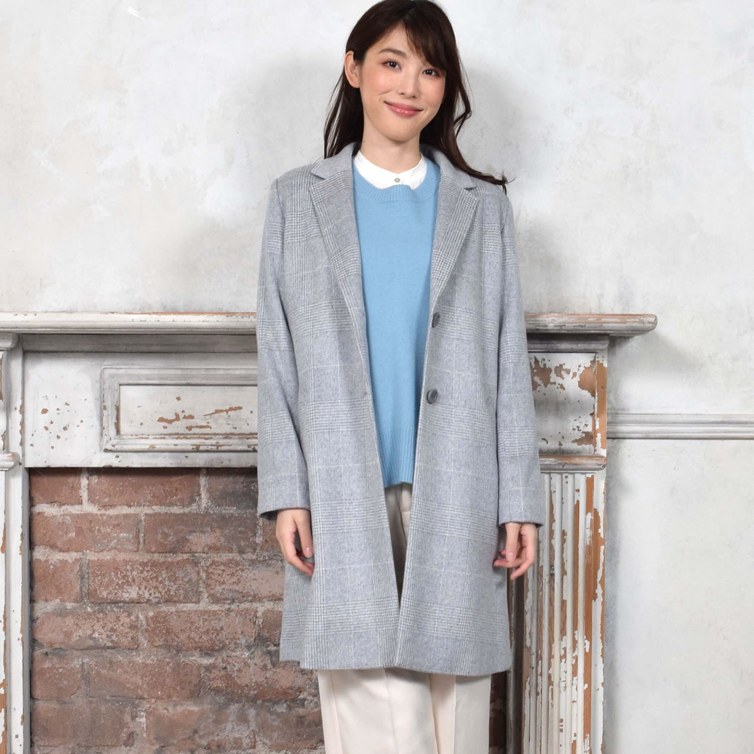 楽天市場】グレンチェックチェスターコートの通販