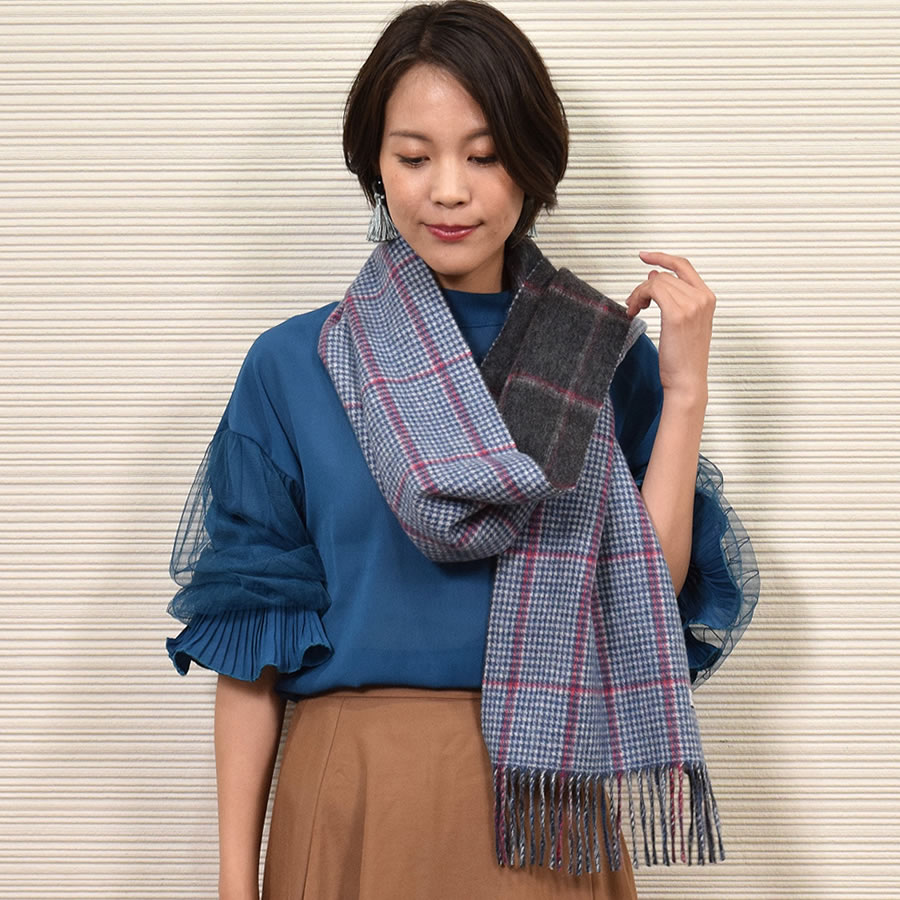 楽天市場】グレンチェック カシミヤ マフラーの通販
