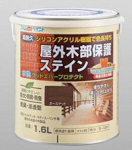 アトムハウスペイント（塗料/ペンキ)水性ウッドエバープロテクト（ステイン）1.6L　オールナット