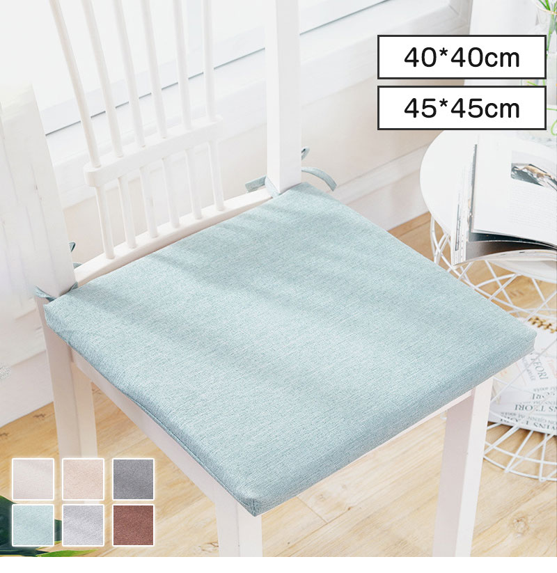 クッション ひも付き 椅子用 薄手 薄型クッション 厚さ3cm 四角 正方形 カバー取り外し 40*40cm 45*45cm