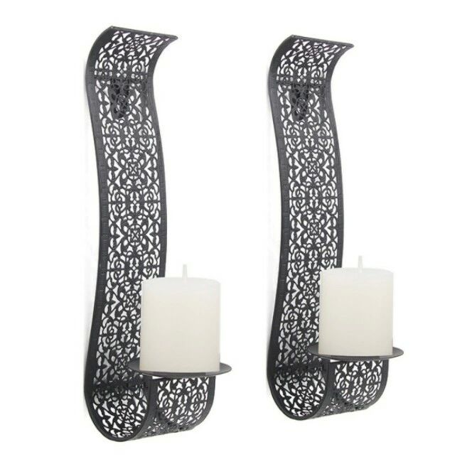 玄関 寝室 ギフト モダン 置物 壁掛けインテリア 北欧風 おしゃれ アンティーク調 燭台 ブラック アイアン 1個