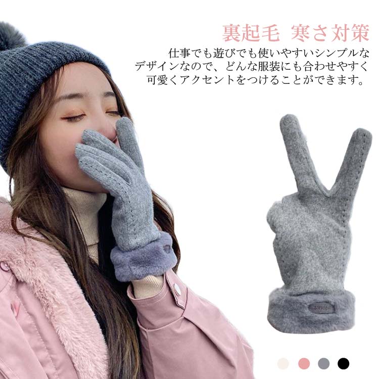 贈り物 ギフト プレゼント 誕生日 女性 冬 防寒 通学 通勤 可愛い おしゃれ 暖かい シンプル 五本指 スマホ対応 厚手 保温 ボア
